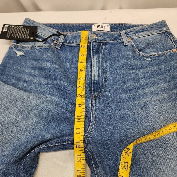 Paige Sarah Straight High Rise Women’s Jeans Size 32 Blue Denim 30” Inseam NWT - Picture 4 of 10
